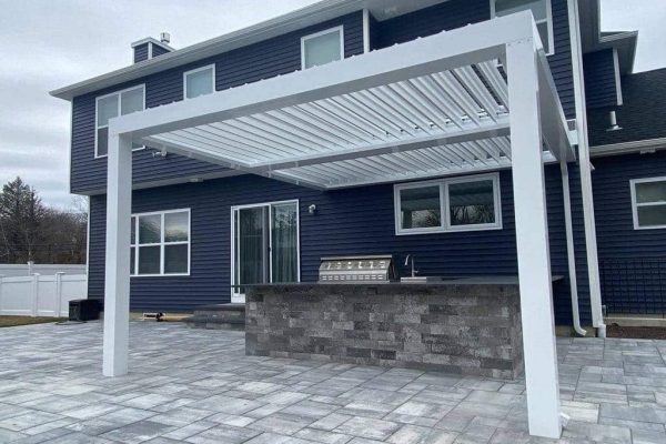 Louvered roof system installed on a San Diego patio